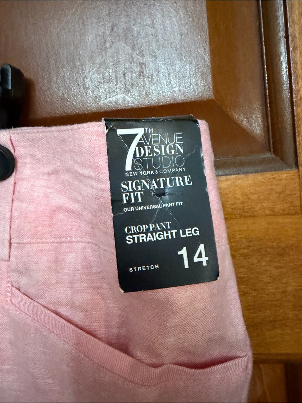 NY & C 7th Avenue Signature Fit Pink Cropped Straight Leg Linen Pants 14 - Picture 2 of 4